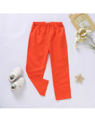 Soft 12M-5Y Linen Organic Cotton Long Pants Summer Spring Red color 